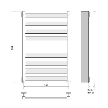 полотенцесушитель MELODIA Square 50х80 П8_4*4 MTRSQ5080 - №1