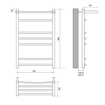 полотенцесушитель MELODIA Shelf Eco 50х80 П6_1*3*2 MTRSO5080 - №1