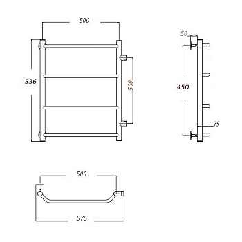полотенцесушитель MELODIA Victory 50х60х1" П4 м/о 50 бок.подкл. MTRVY5060 - №1