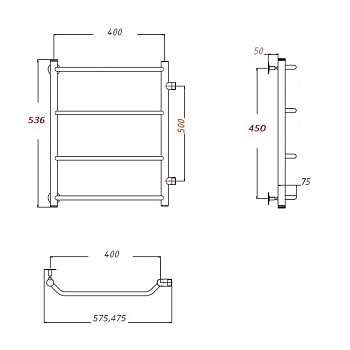 полотенцесушитель MELODIA Victory 40х60х1" П4 м/о 50 бок.подкл. MTRVY4060 - №1
